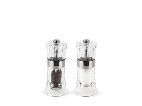 Peugeot Oslo, Set med salt- och pepparkvarnar, Transparent, Akryl, Rostfritt stål, 140 mm, Frankrike