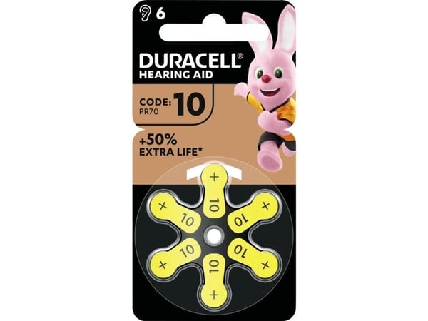 Duracell batteri høreapparater EasyTab 10 (PR70) NYHET 6 stk.