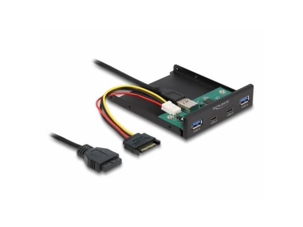 Delock - Lagerbrønnportspanel - USB-C x 2, USB 3.2 Gen 1 x 2 - svart