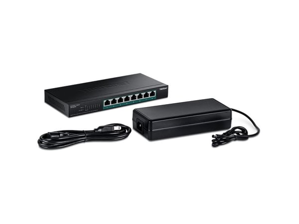 TRENDnet TPE-BG380 - Version v1.0R - switch - ikke-styrt - 8 x Gigabit Ethernet - veggmonterbar - PoE++ (230 W) - TAA-samsvar