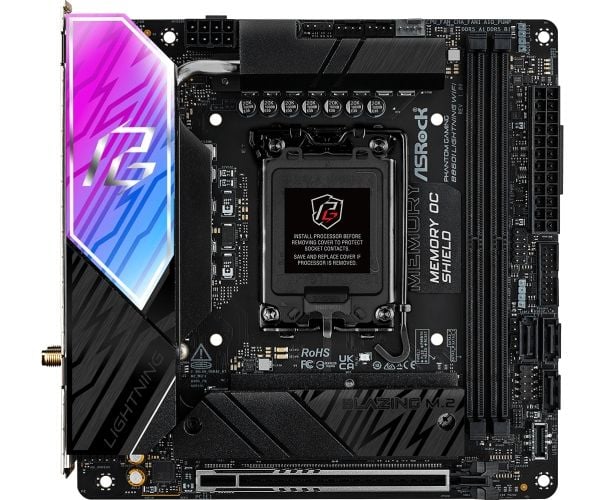 ASRock Phantom Gaming B860I Lightning WiFi - Hovedkort - mini-ITX - LGA1851-sokkel - B860 Chipset - USB-C 3.2 Gen2, USB 3.2 Gen 1, USB 3.2 Gen 2 - ...