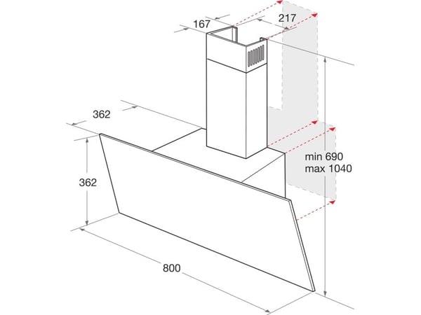 Bauknecht RBHVP 83 LM K, 713 m³/t, eksos/resirkulering, B, A, E, 68 dB