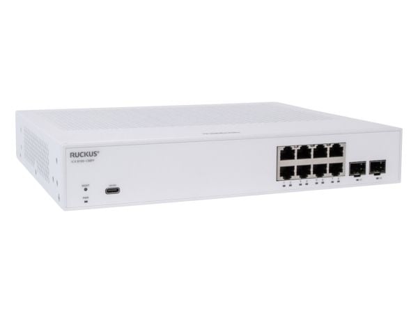 Ruckus ICX 8100 - Switch - Styrt - 8 x 10/100/1000 (PoE+) + 2 x 1 Gigabit SFP - rackmonterbar - PoE+ (124 W)