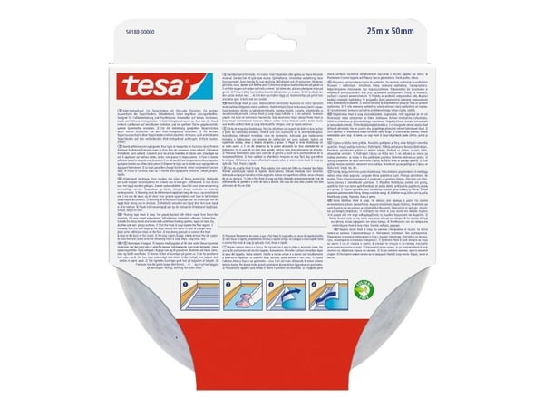 TESA 561880000011, Kiinnitysteippi, Valkoinen, 25 m, Sisätila, Polypropeeni (PP), 50 mm