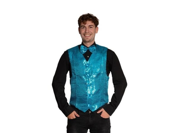 Turkis pailletvest og butterfly
