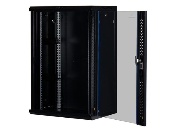 Rockstable RS19-6418, Veggmonterbar hylle, 18U, 60 kg, Nøkkellås, Sort