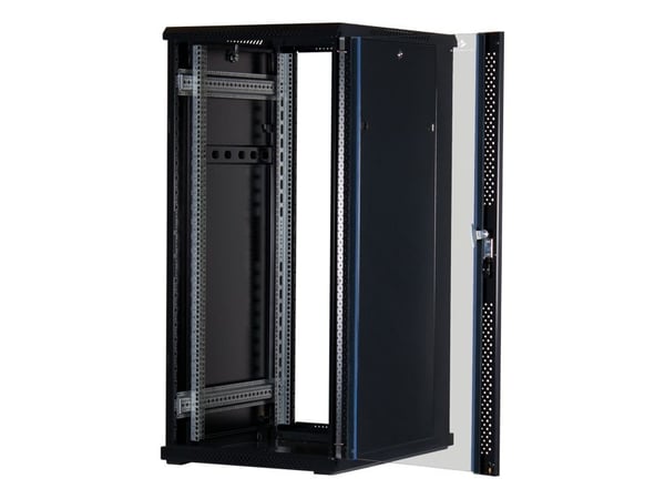 Rockstable RS19-6827, Frittstående hylle, 27U, 800 kg, Nøkkellås, Rack skinner, Justerbare bein
