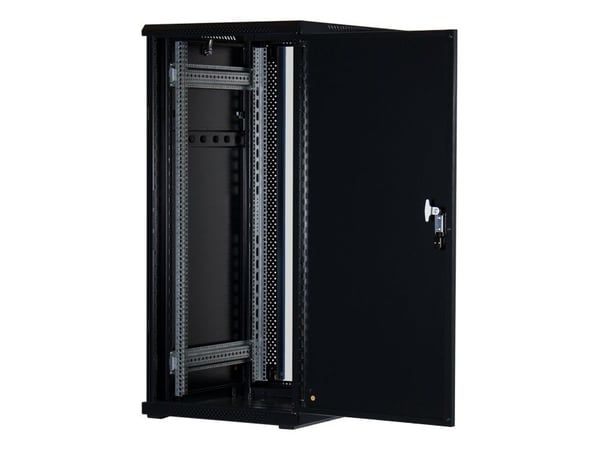 Rockstable RS19-6827, Frittstående hylle, 27U, 800 kg, Nøkkellås, Rack skinner, Justerbare bein