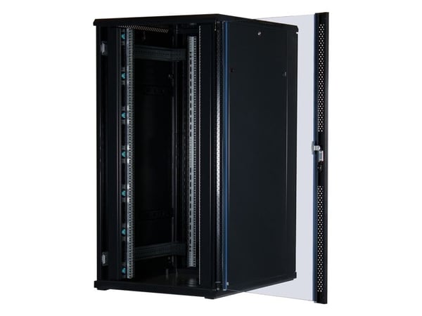 Rockstable RS19-8032, Frittstående hylle, 32U, 800 kg, Nøkkellås, Rack skinner, Justerbare bein