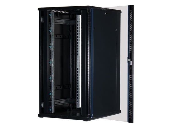 Rockstable RS19-8032, Frittstående hylle, 32U, 800 kg, Nøkkellås, Rack skinner, Justerbare bein