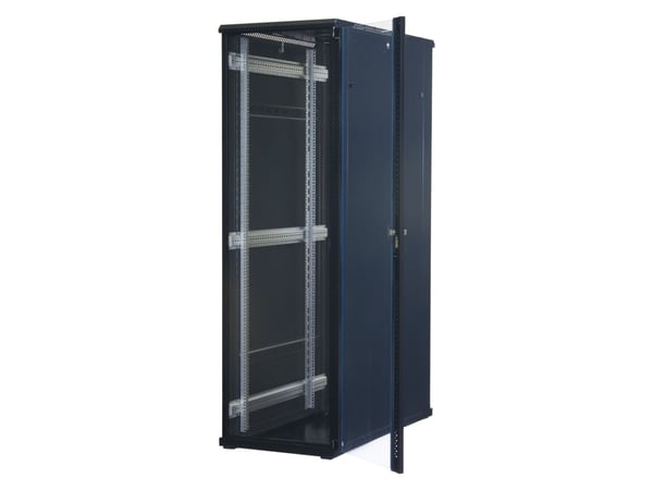Rockstable RS19-6242, Frittstående hylle, 42U, 800 kg, Nøkkellås, Rack skinner, Justerbare bein