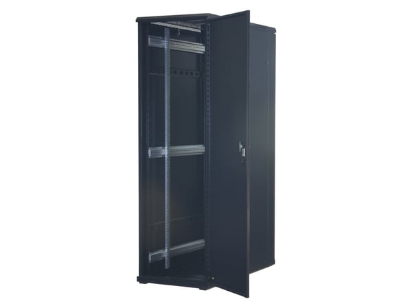 Rockstable RS19-6242, Frittstående hylle, 42U, 800 kg, Nøkkellås, Rack skinner, Justerbare bein