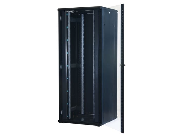 Rockstable RS19-8842, Frittstående hylle, 42U, 800 kg, Nøkkellås, Rack skinner, Justerbare bein
