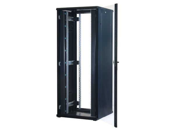 Rockstable RS19-8842, Frittstående hylle, 42U, 800 kg, Nøkkellås, Rack skinner, Justerbare bein