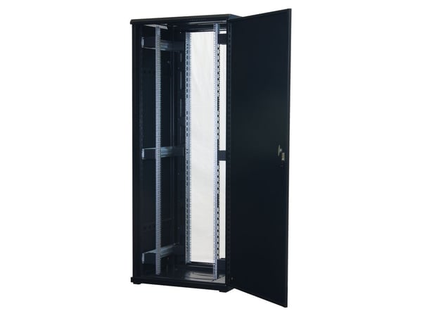 Rockstable RS19-8842, Frittstående hylle, 42U, 800 kg, Nøkkellås, Rack skinner, Justerbare bein
