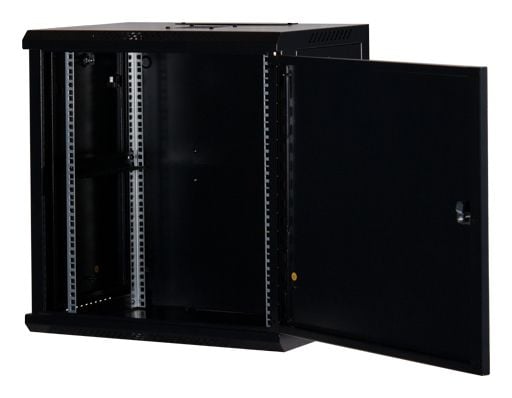 Rockstable RS19-6412S, Veggmonterbar hylle, 12U, 60 kg, Nøkkellås, Justerbare bein, Sort