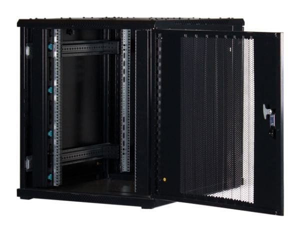 Rockstable RS19-8018PP, Frittstående hylle, 18U, 800 kg, Nøkkellås, Rack skinner, Justerbare bein