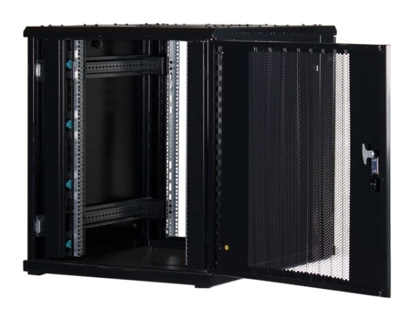 Rockstable RS19-8018PP, Frittstående hylle, 18U, 800 kg, Nøkkellås, Rack skinner, Justerbare bein