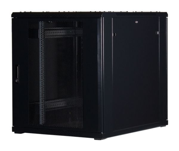 Rockstable RS19-8018PP, Frittstående hylle, 18U, 800 kg, Nøkkellås, Rack skinner, Justerbare bein