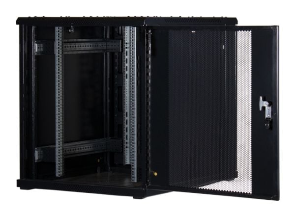 Rockstable RS19-8018PP, Frittstående hylle, 18U, 800 kg, Nøkkellås, Rack skinner, Justerbare bein