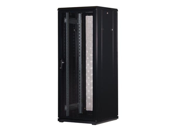 Rockstable RS19-6632PP, Frittstående hylle, 32U, 800 kg, Nøkkellås, Rack skinner, Justerbare bein