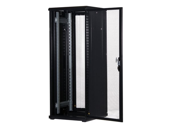 Rockstable RS19-6632PP, Frittstående hylle, 32U, 800 kg, Nøkkellås, Rack skinner, Justerbare bein