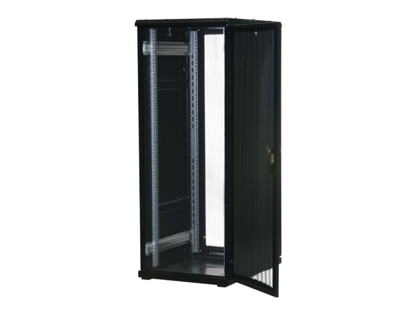 Rockstable RS19-6832PP, Frittstående hylle, 32U, 800 kg, Nøkkellås, Rack skinner, Justerbare bein