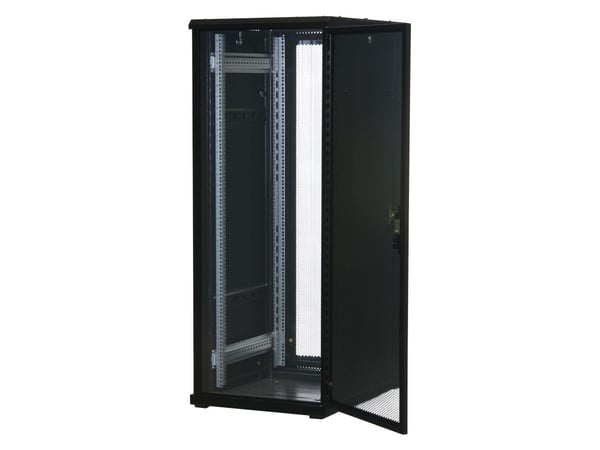 Rockstable RS19-6832PP, Frittstående hylle, 32U, 800 kg, Nøkkellås, Rack skinner, Justerbare bein