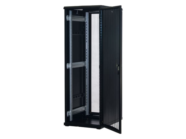 Rockstable RS19-6837PP, Frittstående hylle, 37U, 800 kg, Nøkkellås, Rack skinner, Justerbare bein
