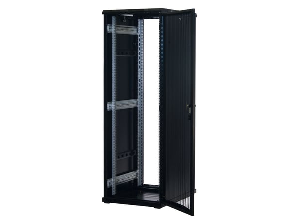 Rockstable RS19-6837PP, Frittstående hylle, 37U, 800 kg, Nøkkellås, Rack skinner, Justerbare bein