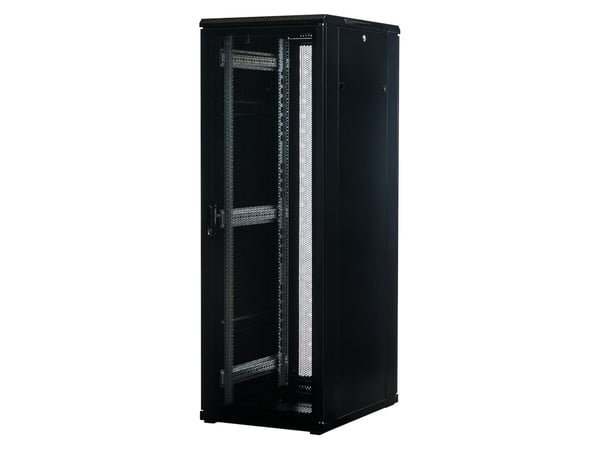 Rockstable RS19-6837PP, Frittstående hylle, 37U, 800 kg, Nøkkellås, Rack skinner, Justerbare bein