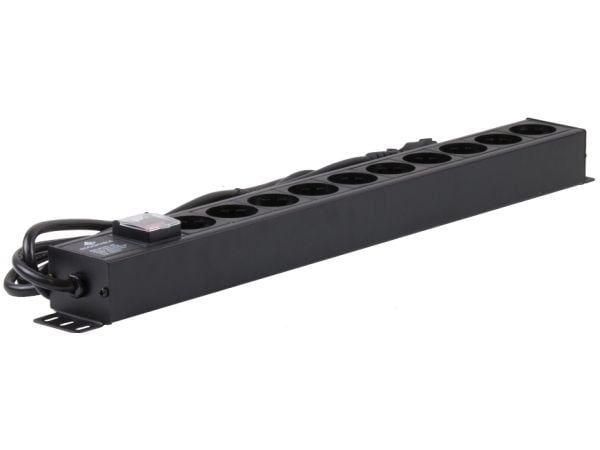 Rockstable RS19-10PDU, Strømkontaktmontering, Sort, 1U, 2 m, 125/250 V, 50 - 60 Hz