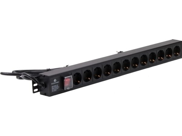 Rockstable RS19-12PDU, Strømkontaktmontering, Sort, 1U, 2 m, 125/250 V, 50 - 60 Hz