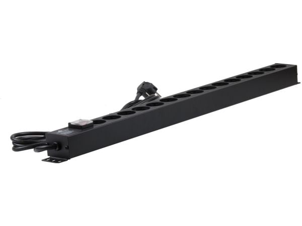 Rockstable RS19-15PDU, Strømkontaktmontering, Sort, 1U, 2 m, 125/250 V, 50 - 60 Hz
