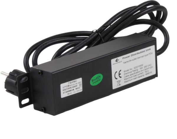 Rockstable RS10-33PDU4, Strømkontaktmontering, Sort, 1U, 1,8 m, 125/250 V, 50 - 60 Hz