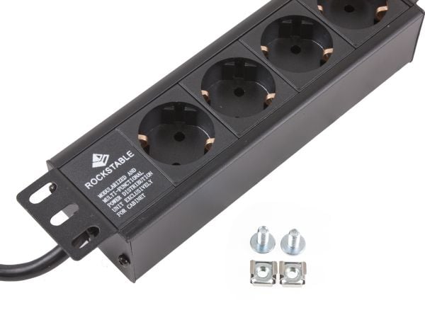 Rockstable RS10-33PDU4, Strømkontaktmontering, Sort, 1U, 1,8 m, 125/250 V, 50 - 60 Hz