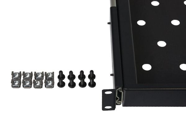 Rockstable RS19-UH612, Rackhylle, Sort, SPCC, Stål, 20 kg, 1U, Oval
