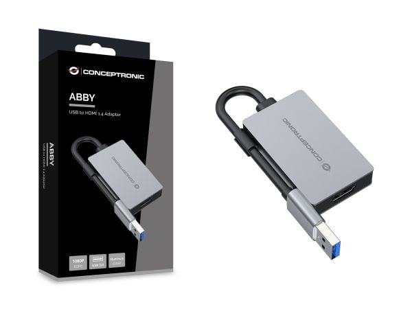 Conceptronic ABBY22G, 3.2 Gen 1 (3.1 Gen 1), USB Type-A, HDMI-utgang, 1920 x 1080 piksler
