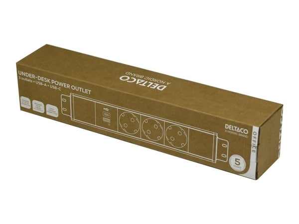 DELTACO OFFICE -pöydänalainen pistorasia, 3 pistorasiaa, 1x21 W A+C USB, GST18-suojus, 1-in, 2-out / GT-1203 / 1902246 DELTACO OFFICE -pöydänalainen pistorasia, 3 pistorasiaa, 1x21 W A+C USB, GST18-suojus, 1-in, 2-out / GT-1203 / 1902246