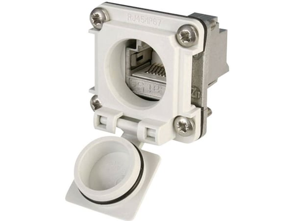 Telegärtner 100022954 STX V6 RJ45 flensett versjon 6 kobling/innbygging poltall 8P8C lysgrå 1 stk