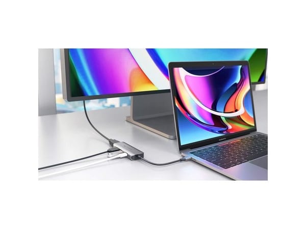 HYPER HD41-GL, USB 2.0 Type-C, Musta, Harmaa, HDMI, USB 2.0, USB Type-C, USB, 85 mm, 34 mm