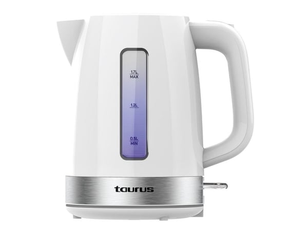 Taurus Aroa, 1,7 l, 2200 W, Sølv, Hvit, Rustfritt stål, Vannivåindikator, Trådløs