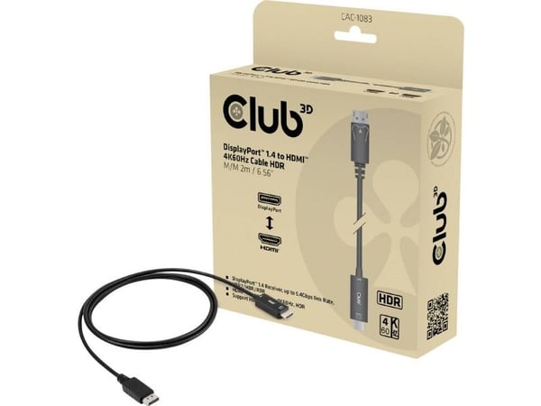Club3D CAC-1083 DisplayPort til HDMI 2m 4K60Hz