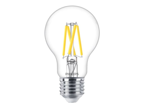 Philips - LED-glödlampa med filament - form: A60 - klar finish - E27 - 3.4 W (motsvarande 40 W) - klass D - varmt vitt ljus - 2700 K