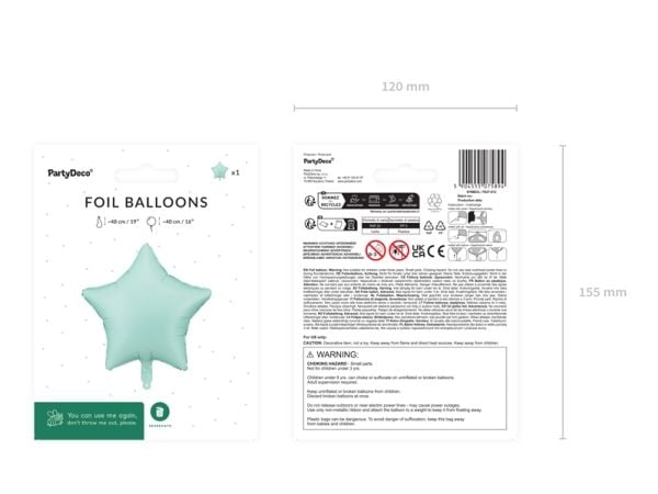 Mintgrön stjärnfolieballong 48 cm