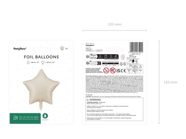 Beige stjärnfolieballong, 48 cm