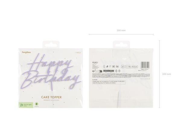 Ljust lila tårtdekoration Happy Birthday
