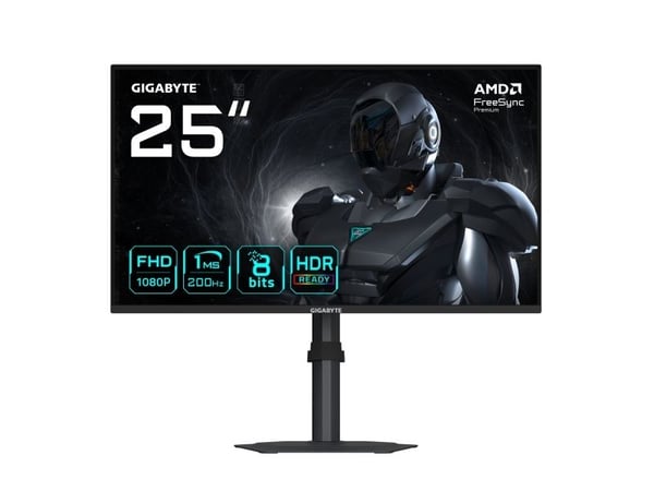 Gigabyte G25F2 - LED-skjerm - gaming - 25" (24.5" synlig) - 1920 x 1080 Full HD (1080p) @ 200 Hz - SS IPS - 300 cd/m² - 1000:1 - HDR10 - 1 ms - 2xH...