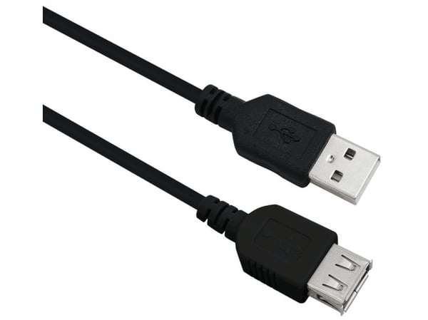 Helos-jatkojohto, USB 2.0 A uros/A naaras, 0,5m, musta