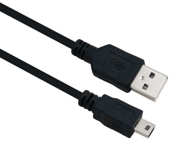 Helos tilkoblingskabel, USB 2.0 A plug/B mini 5-pin plugg, 3.0m, svart